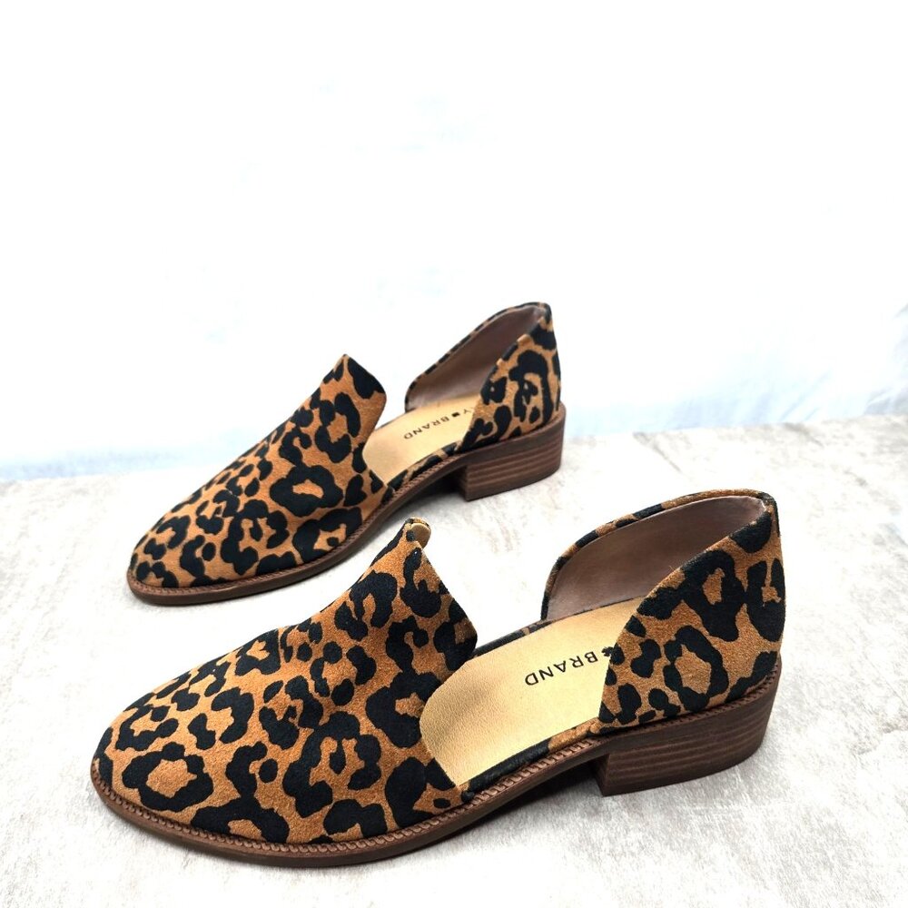 Lucky Brand Leopard Print Loafers Sz 7 Slip On Preppy Boho D'Orsay Dress Shoes